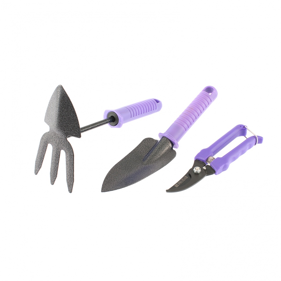 Набор садового инструмента с секатором, пластиковые рукоятки, 3 предмета, Standard, Palisad (62904)