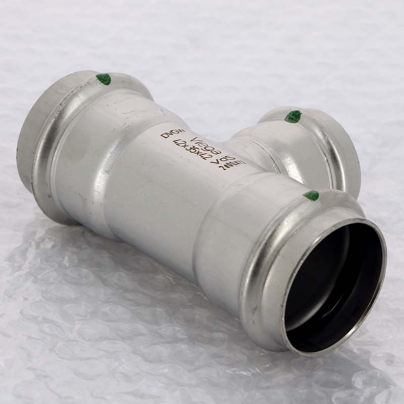 Тройник пресс 42х35х42 нержавеющая сталь Sanpress Inox VIEGA