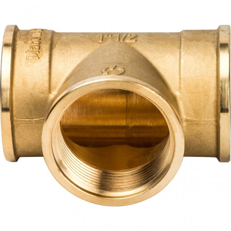 Тройник резьбовой ВР 1"1/2 латунь STOUT