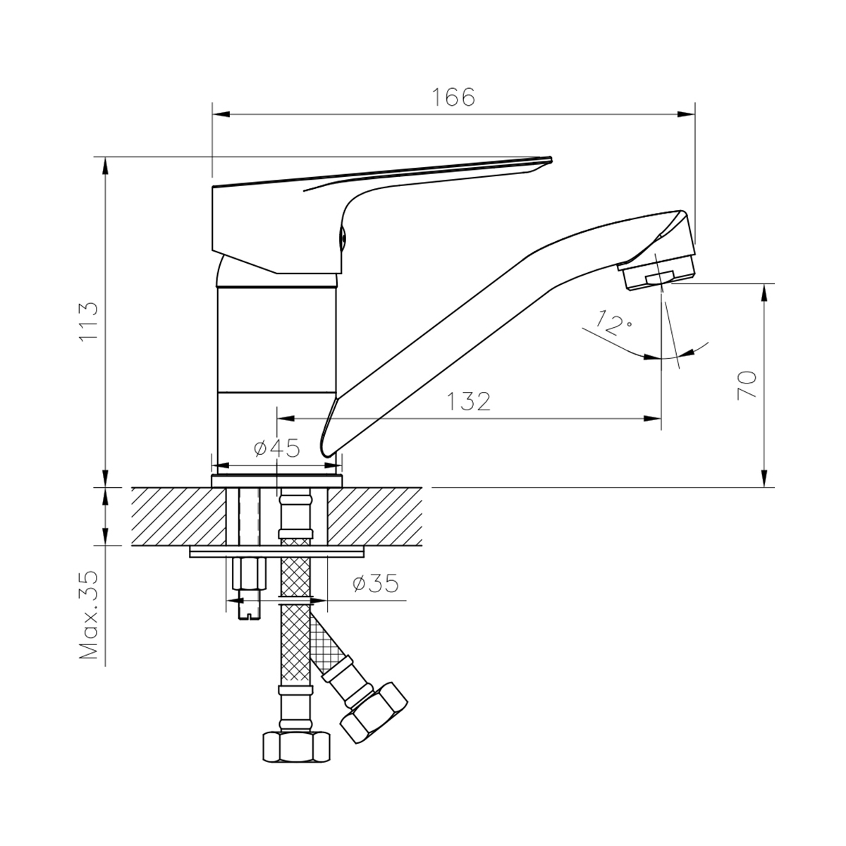 Смеситель для умывальника  rs27-22  поворотн. излив (1/12) "rossinka"