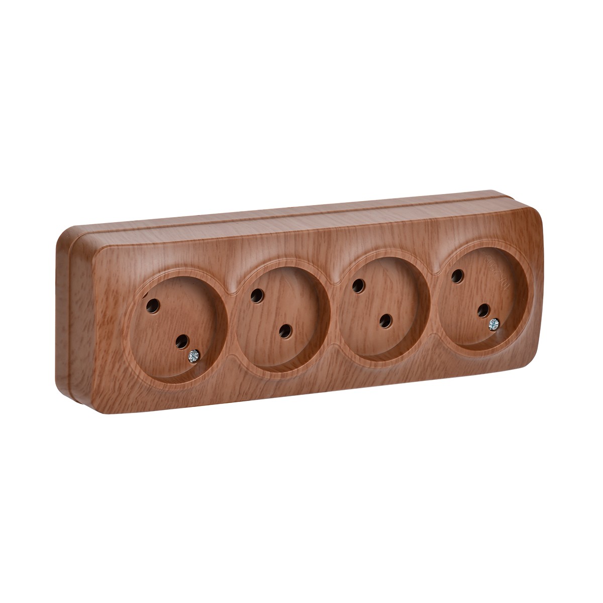 Розетка открыт. уст. "glory" 4-х местн. рс24-2-хд, 10а, дуб (1/16/192) "iek"