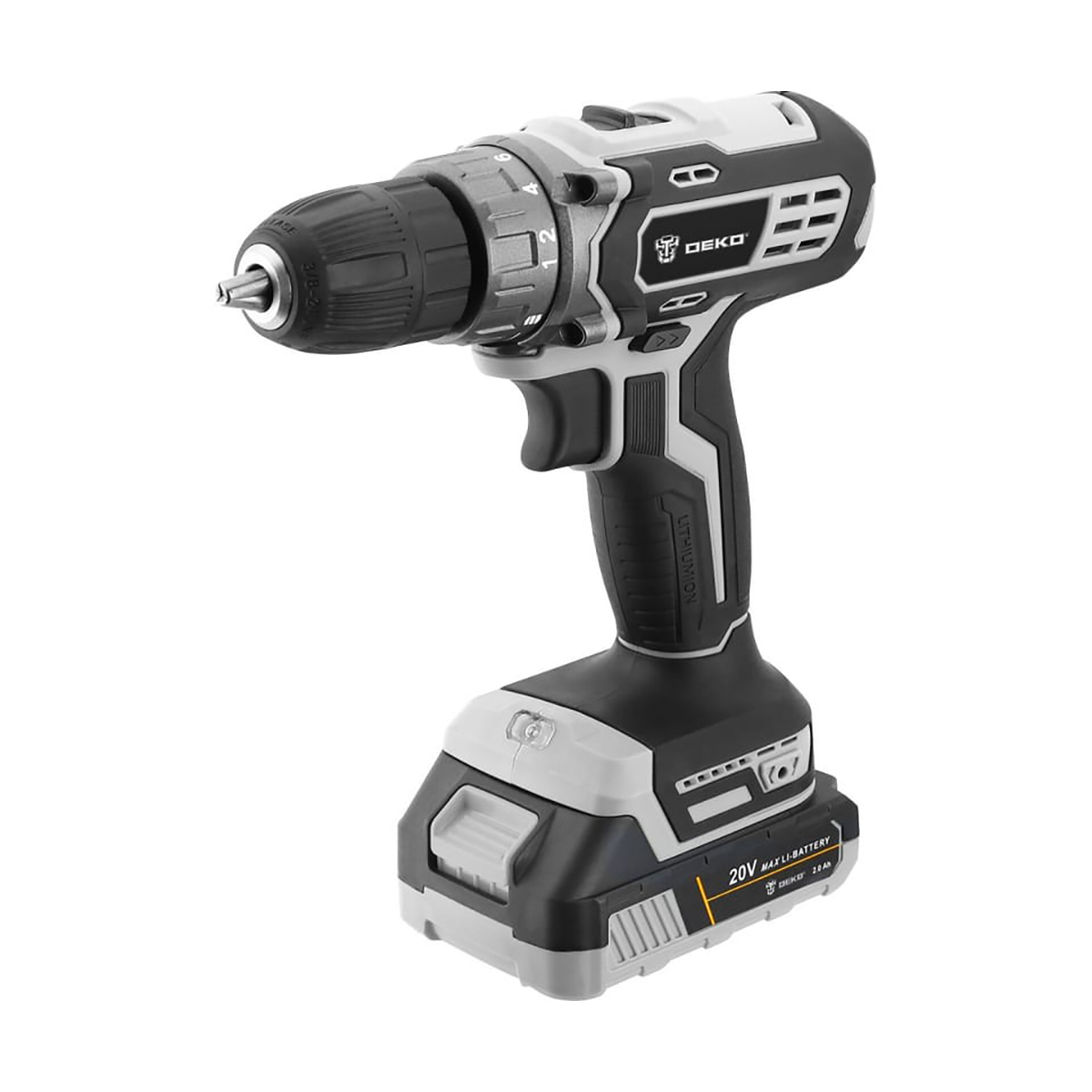 Дрель-шуруповерт аккум. dkcd20 black edition set 3 с набором инструментов 63 предм. "deko" 063-4050