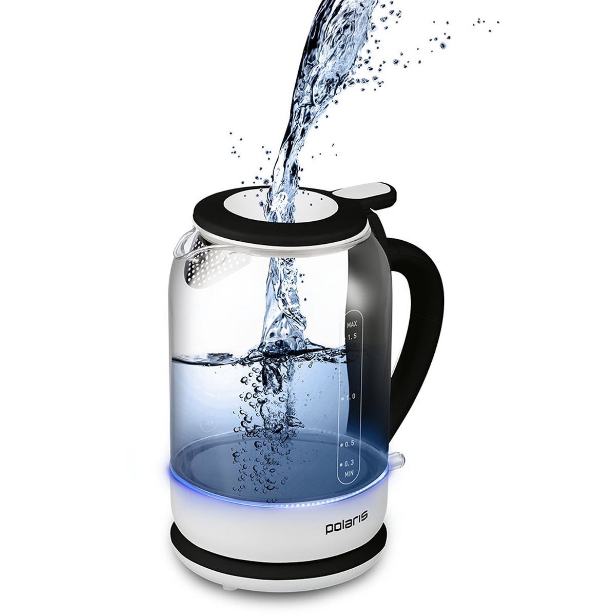 Чайник электр. pwk 1759cgl 1,5 л стекло (синий) (1/4) "polaris"