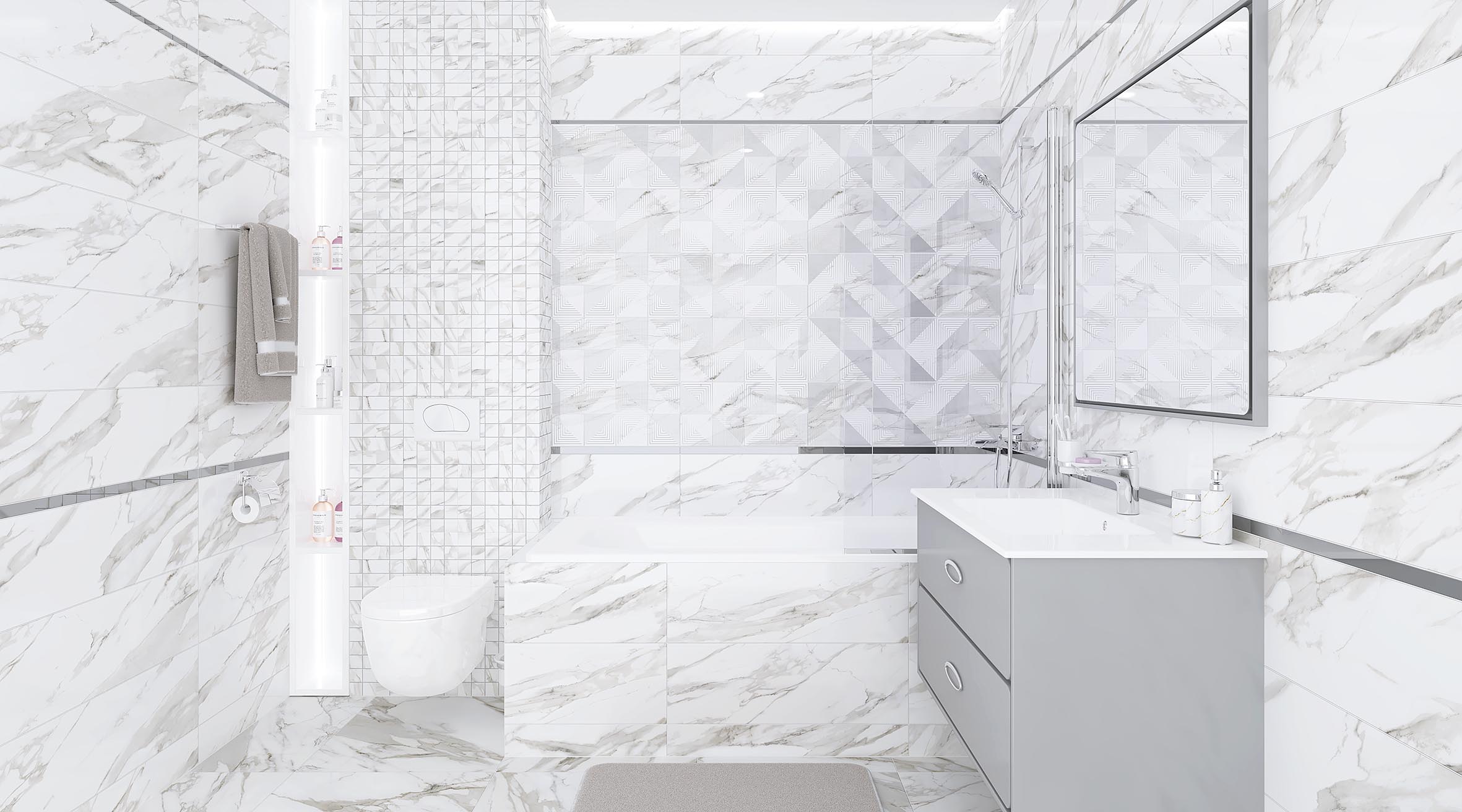 Titan керамогранит белый обрезной 59,50x59,50