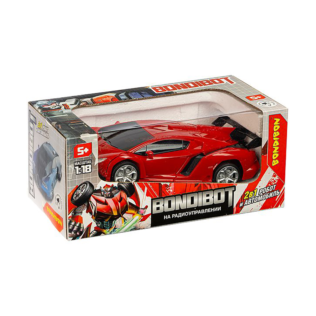 Трансформер 2 в 1 "bondibot" робот и автомобиль радиоуправл., красный "bondibon" вв4960