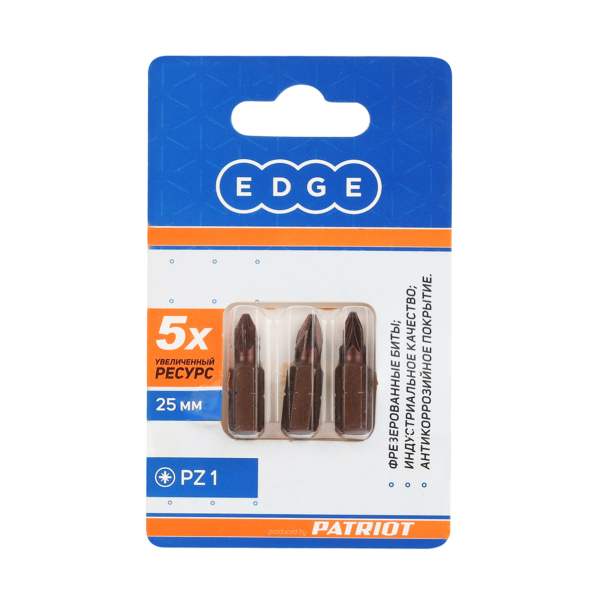 Биты pz №1  25 мм (набор 3 шт.) (1/20/240) "edge by patriot" 818010012