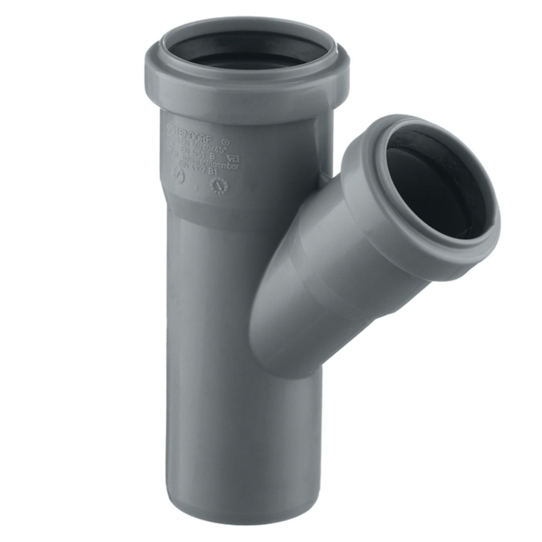 Тройник канализационный 50 х 40 (45°) двухраструбный OSTENDORF