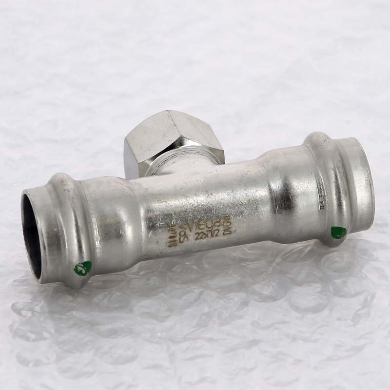 Тройник пресс-В 22х1/2"х22 нержавеющая сталь Sanpress Inox VIEGA