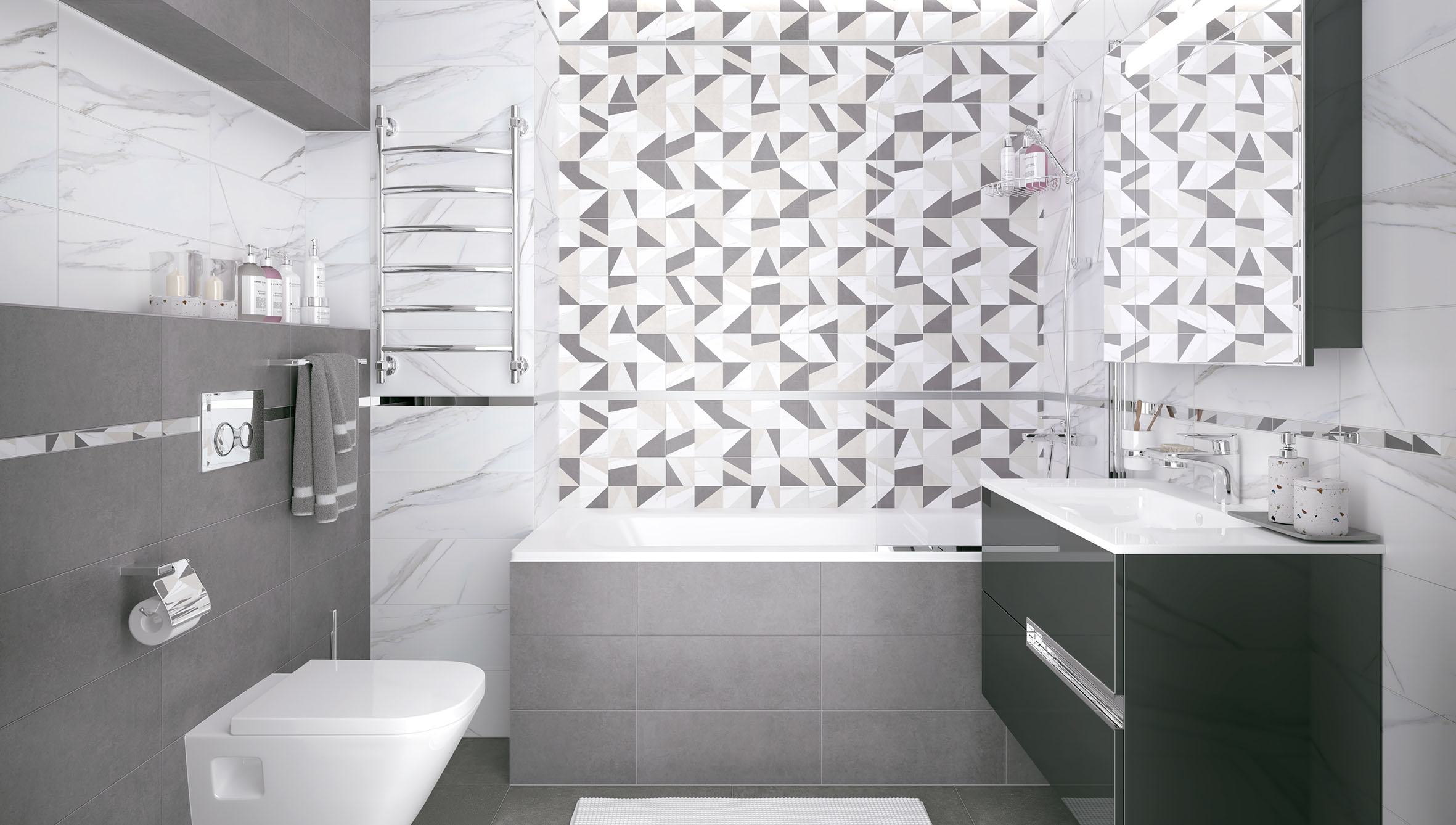 Elegance плитка настенная белый мозаика 20x50