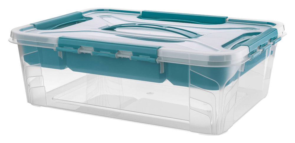 Ящик универс. "grand box" с замками, ручкой и органайз. 390*290*124 мм 10 л (1/6) "бытпласт"