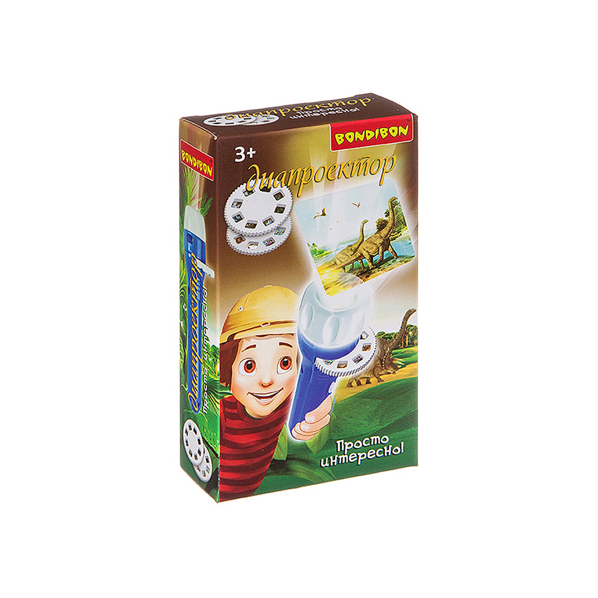 Диапроектор-фонарик, 3 диска со слайдами (динозавры) "bondibon" вв3201
