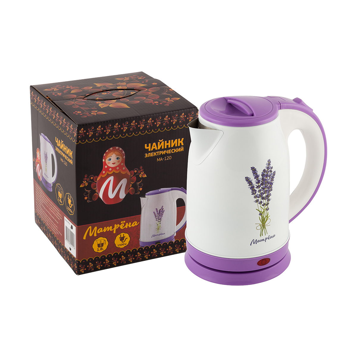 Чайник электр. "матрёна" ma-120 1,8 л (1/12) сталь (лаванда)