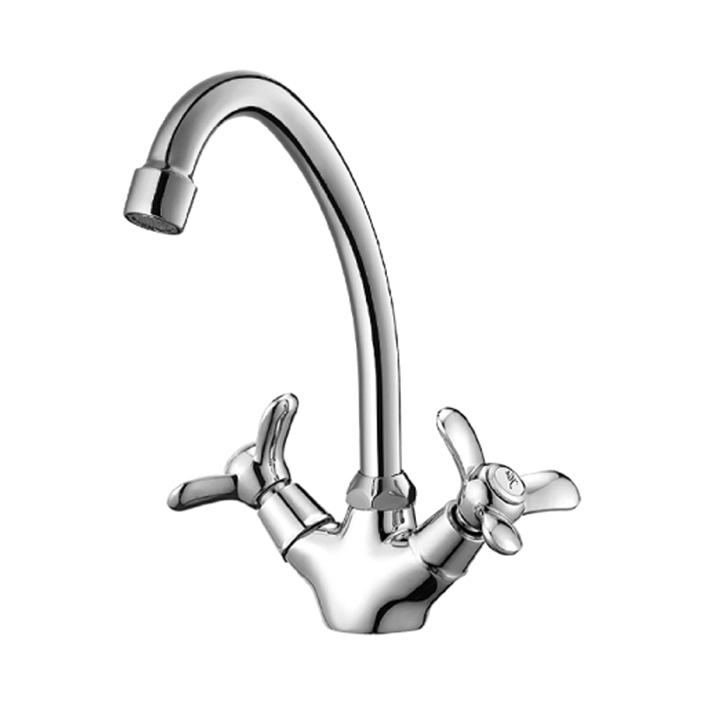 Смеситель для кухни  q02-71  поворотн. излив, двухвентильный (1/12) "rossinka"