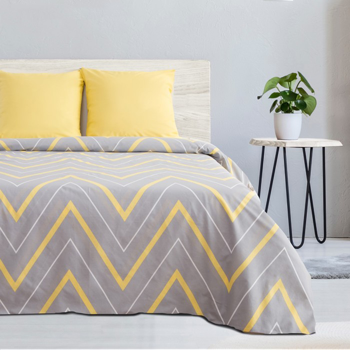Постельное белье "этель" желто-серые зигзаги 1,5 сп. (поплин) (1) 2565814