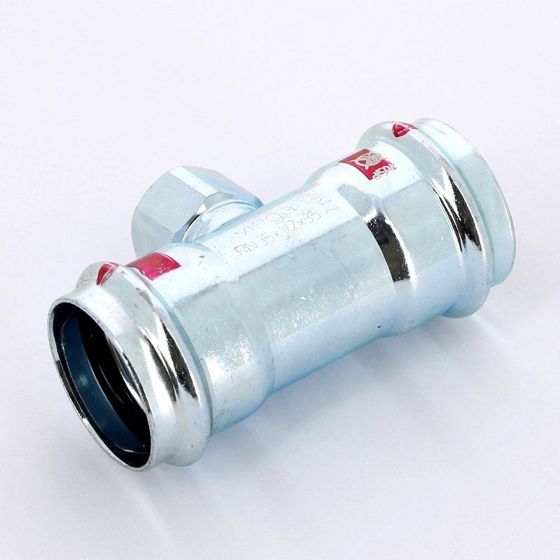 Тройник пресс-В 35x1/2"x35 оцинкованная сталь Prestabo VIEGA