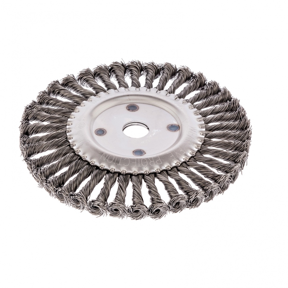 Щетка для УШМ, 200 мм, посадка 22.2 мм, плоская, крученая проволока 0.5 мм Сибртех (746387)