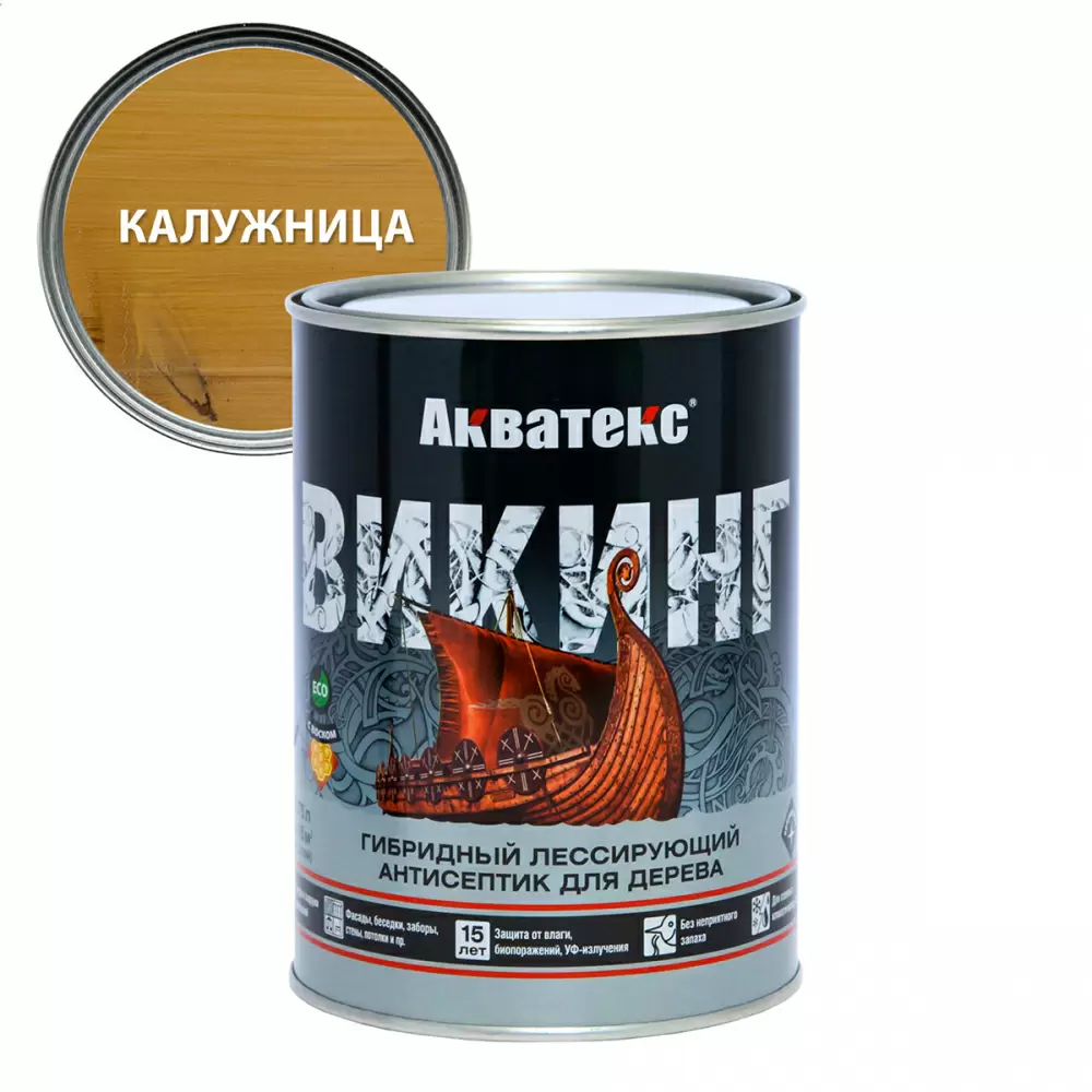 Акватекс Викинг антисептик для дерева гибридный лессирующий полуматовый, калужница (0,75л)