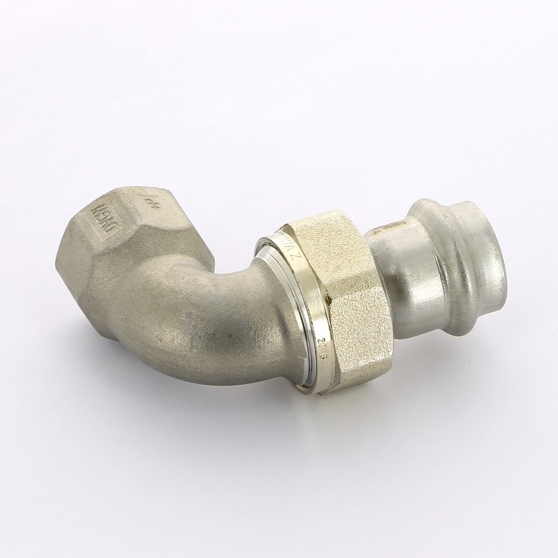 Угол разъемный пресс-В компактный 22x3/4" нержавеющая сталь Sanpress Inox VIEGA