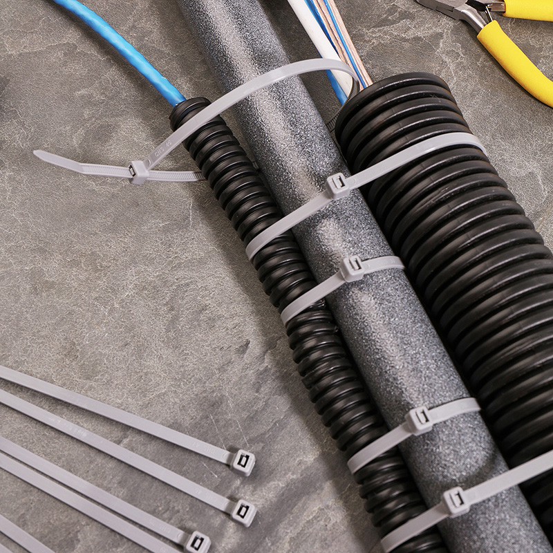 Хомуты нейлон 4,8 х 300 мм (набор 100 шт.), серые (1/10/100) "rexant" 07-1303-3