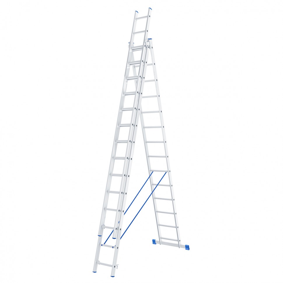 Лестница, 3 х 14 ступеней, алюминиевая, трехсекционная, Сибртех (97824)