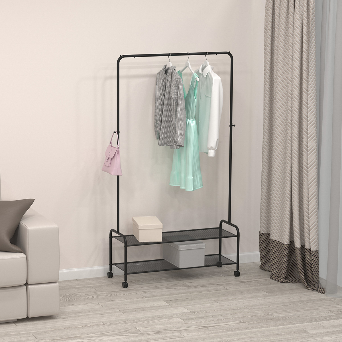 Вешалка напольная гардеробная "валенсия 32м" 310*910*1620 мм черный (1) вгв32м ч