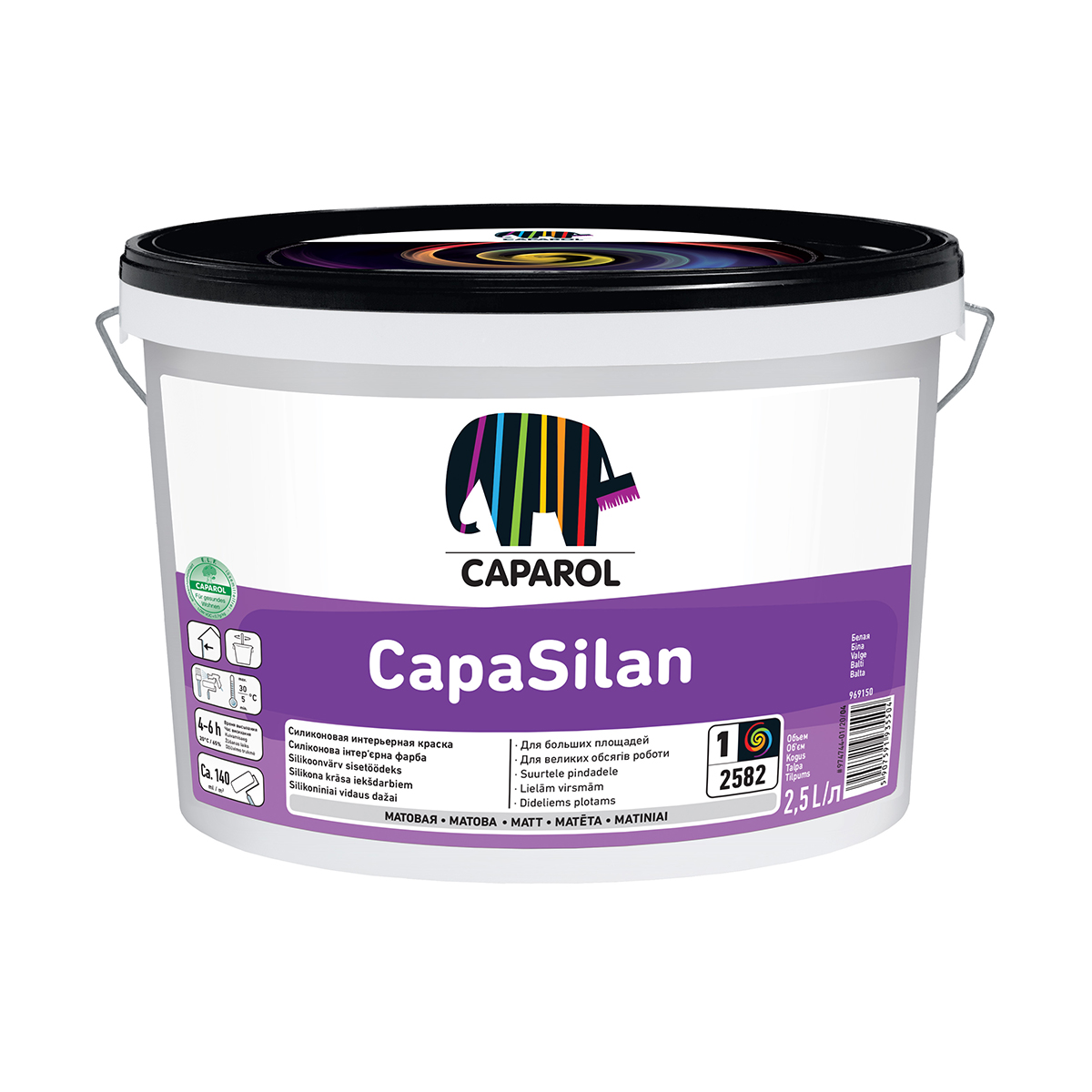 Краска интерьерная "capasilan" база 1 (белая) 2,5 л (1) "caparol"
