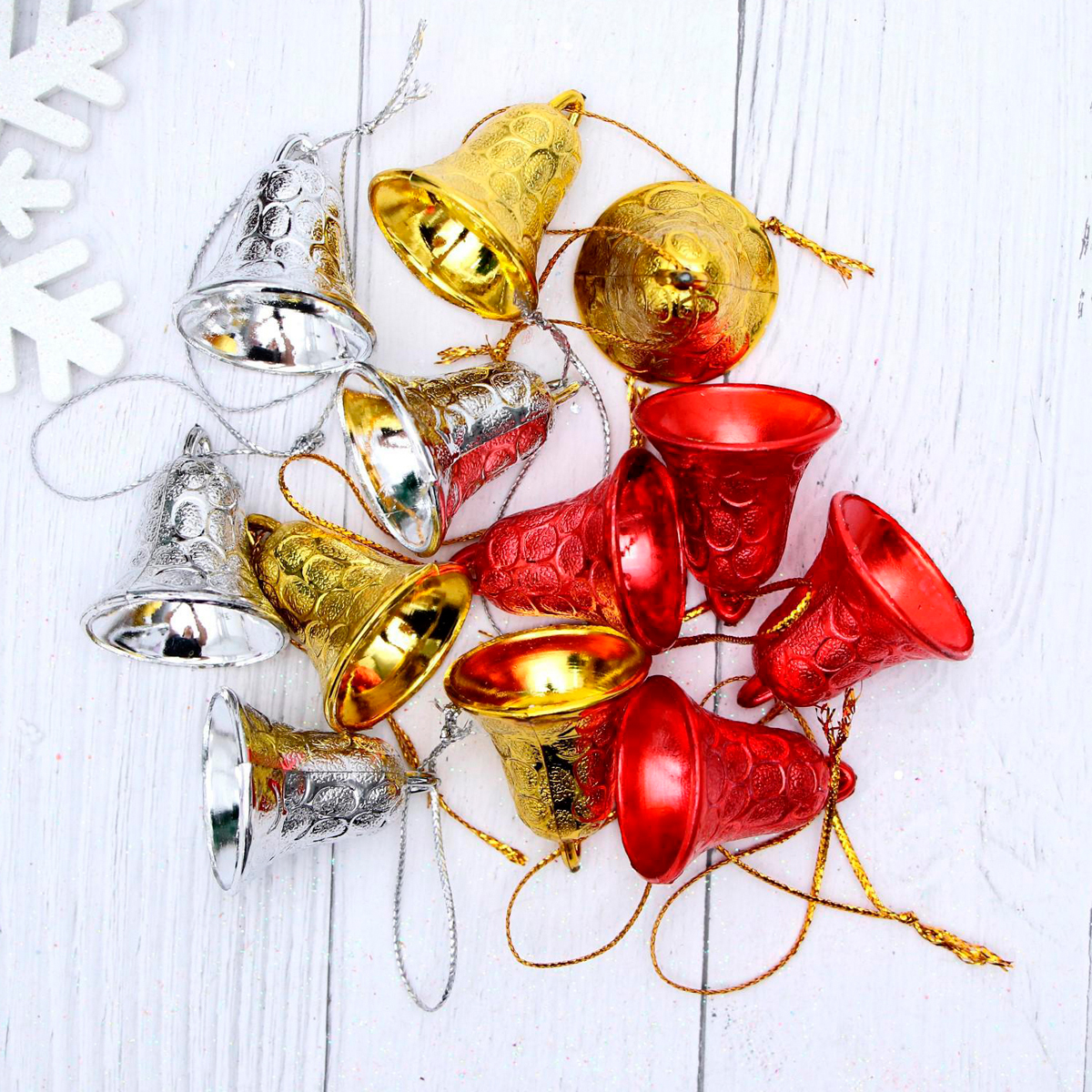 Украшение новогоднее "колокольчик рельефный" (набор 12 шт.) 3 см "зимнее волшебство" 5044955