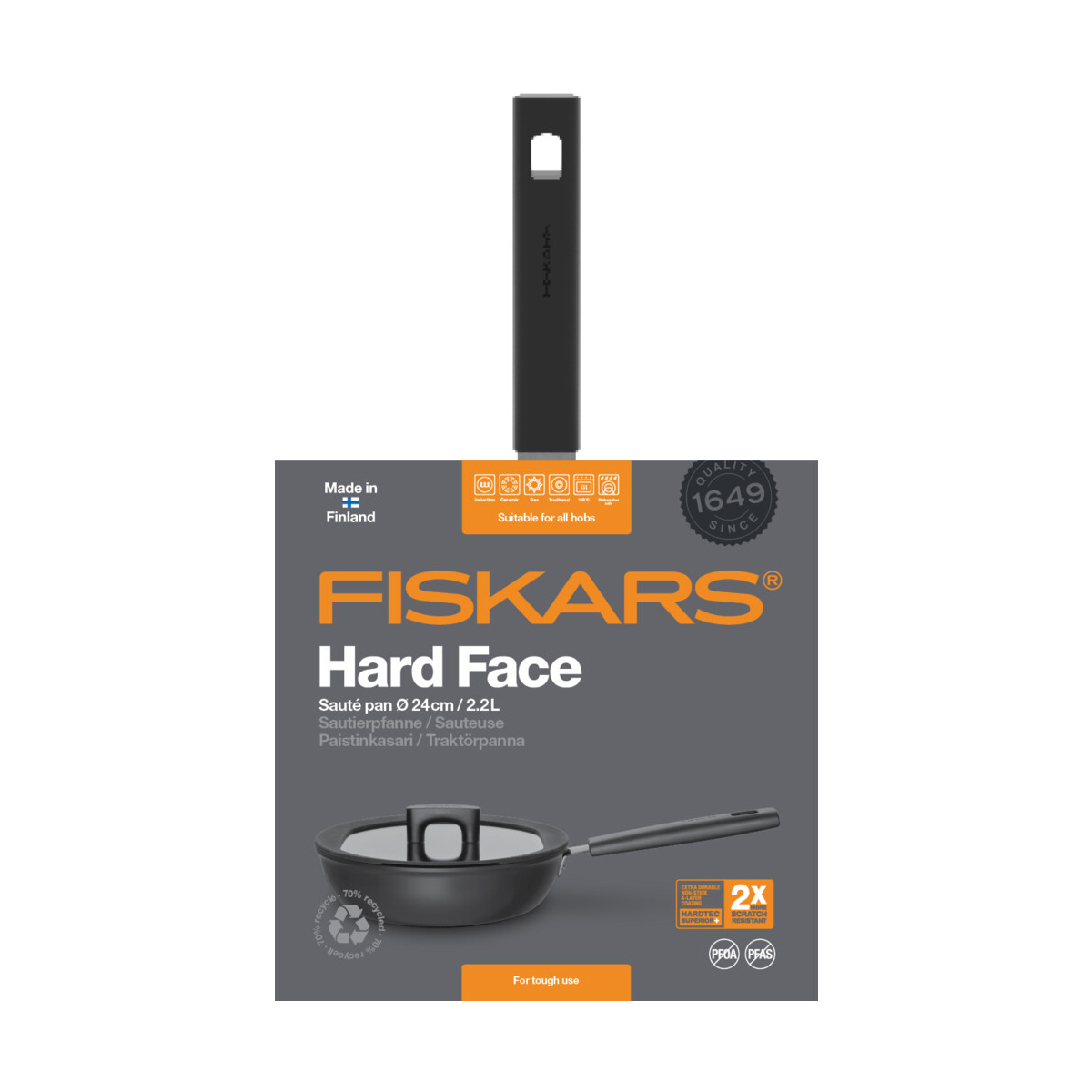 Сотейник "hard face" 24 см, 2,2 л (1/6) "fiskars" 1052230