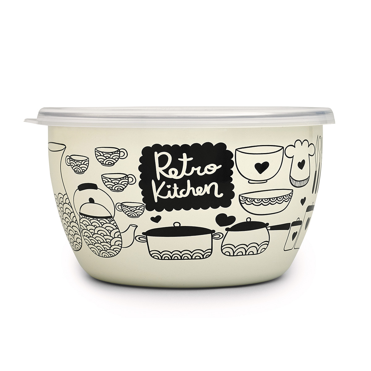 Миска эмалиров. "ретро" 1,7 л, 16 см пласт. крышка (1/4) "metrot"