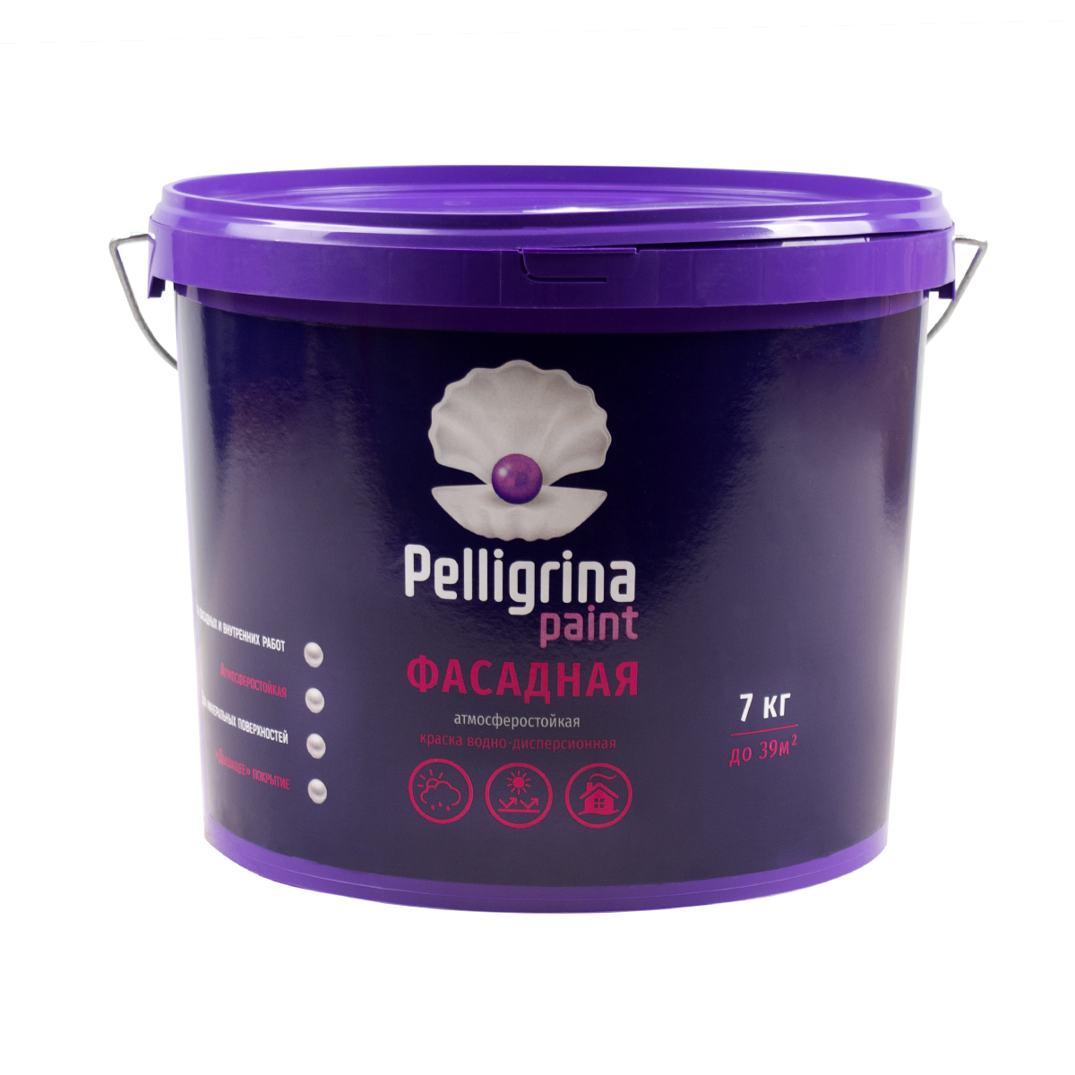 Краска акрил. фасадная белоснежная  7 кг (1) "pelligrina paint"