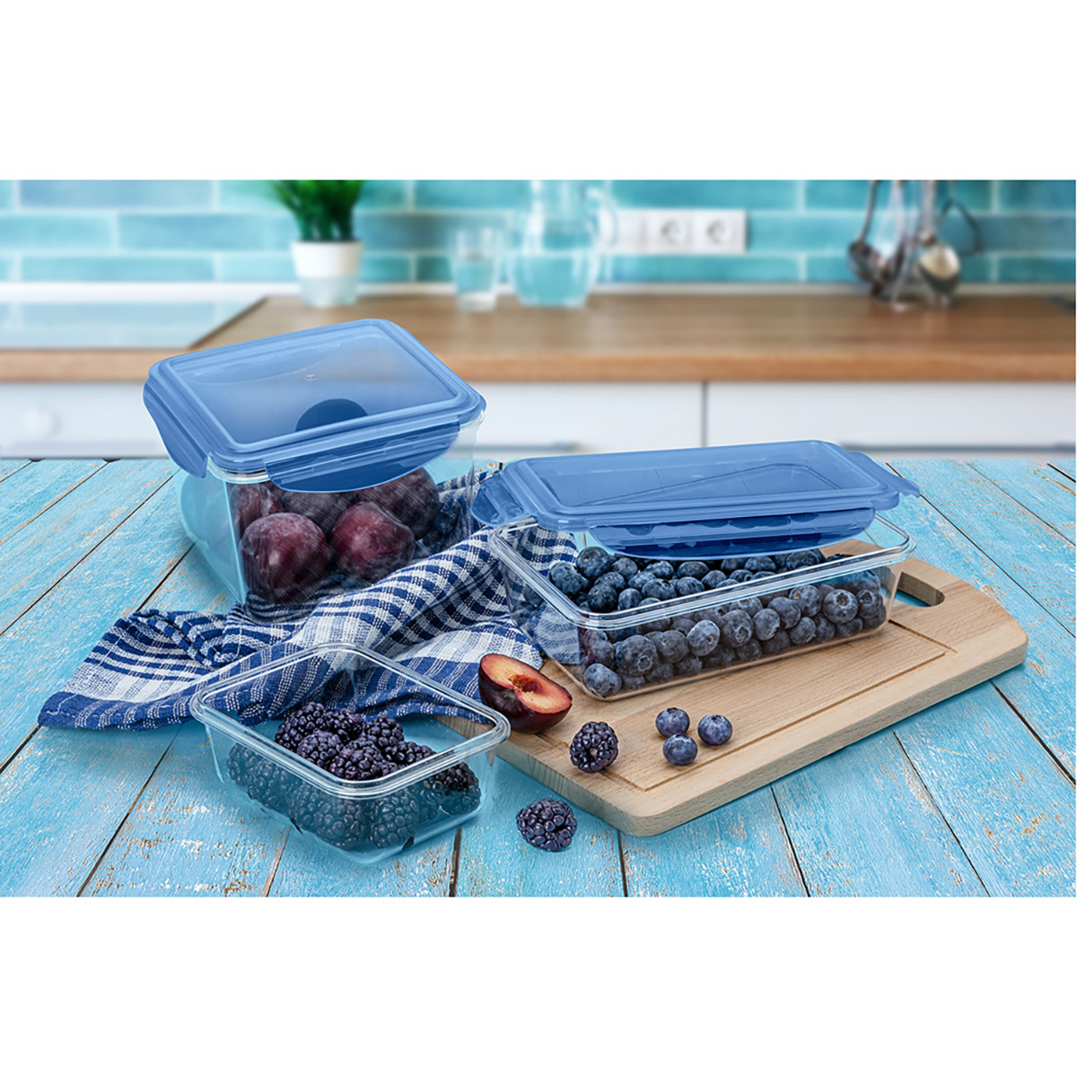 Контейнер для продуктов "brilliant" 1,7 л квадратный (синий) (1/12) "бытпласт"