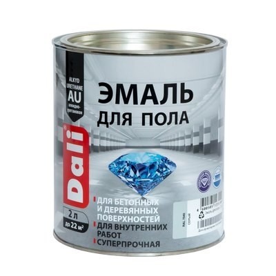 Эмаль для пола DALI уретан-алкидная RAL 7040 cерый 2л (6)
