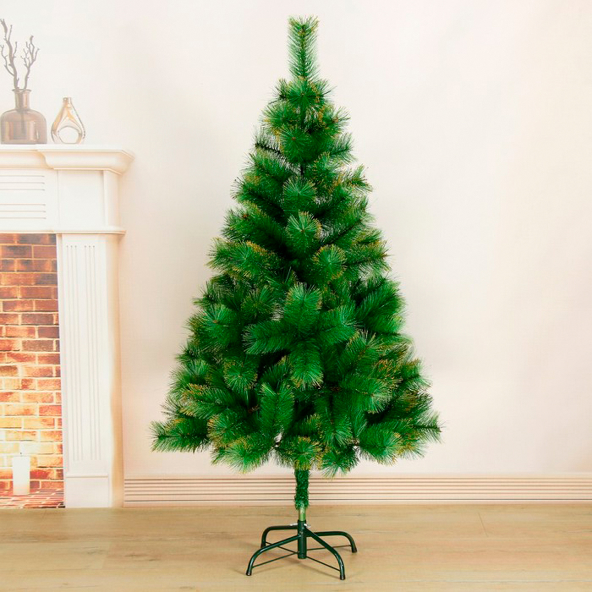 Кедр декор. 150 см, 152 ветки (зеленый с золотом) "зимнее волшебство" 701348