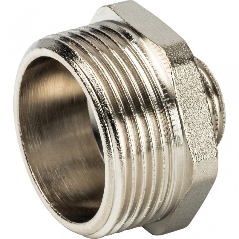 Ниппель переходной резьбовой НР 1"1/4 x 1/2" никель STOUT