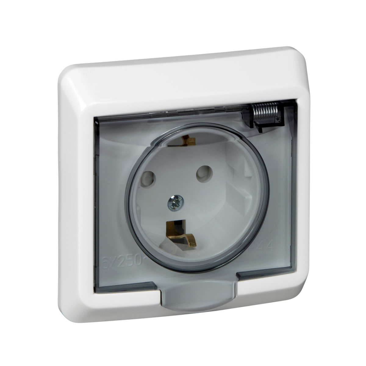 Розетка "этюд" 1 местн. с заземл, с шторками, с крышкой 16а, белый (1/14/84) "schneider"