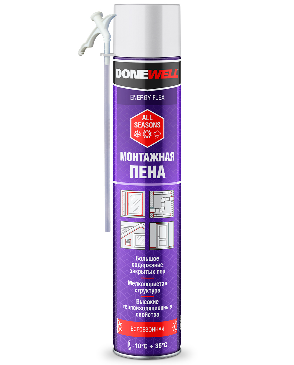 Пена монтажная "donewell energy flex" 1000 мл всесезонная (12)