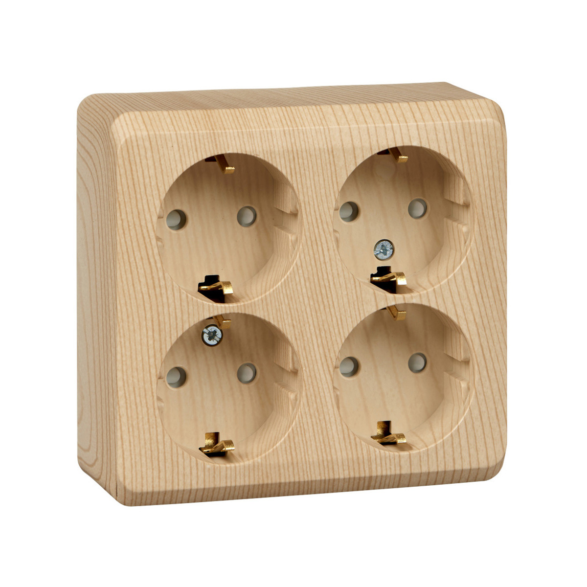 Розетка открыт. уст. "этюд" 4-х местн. с заземл, с шторками 16а, сосна (1/5/60) "schneider"