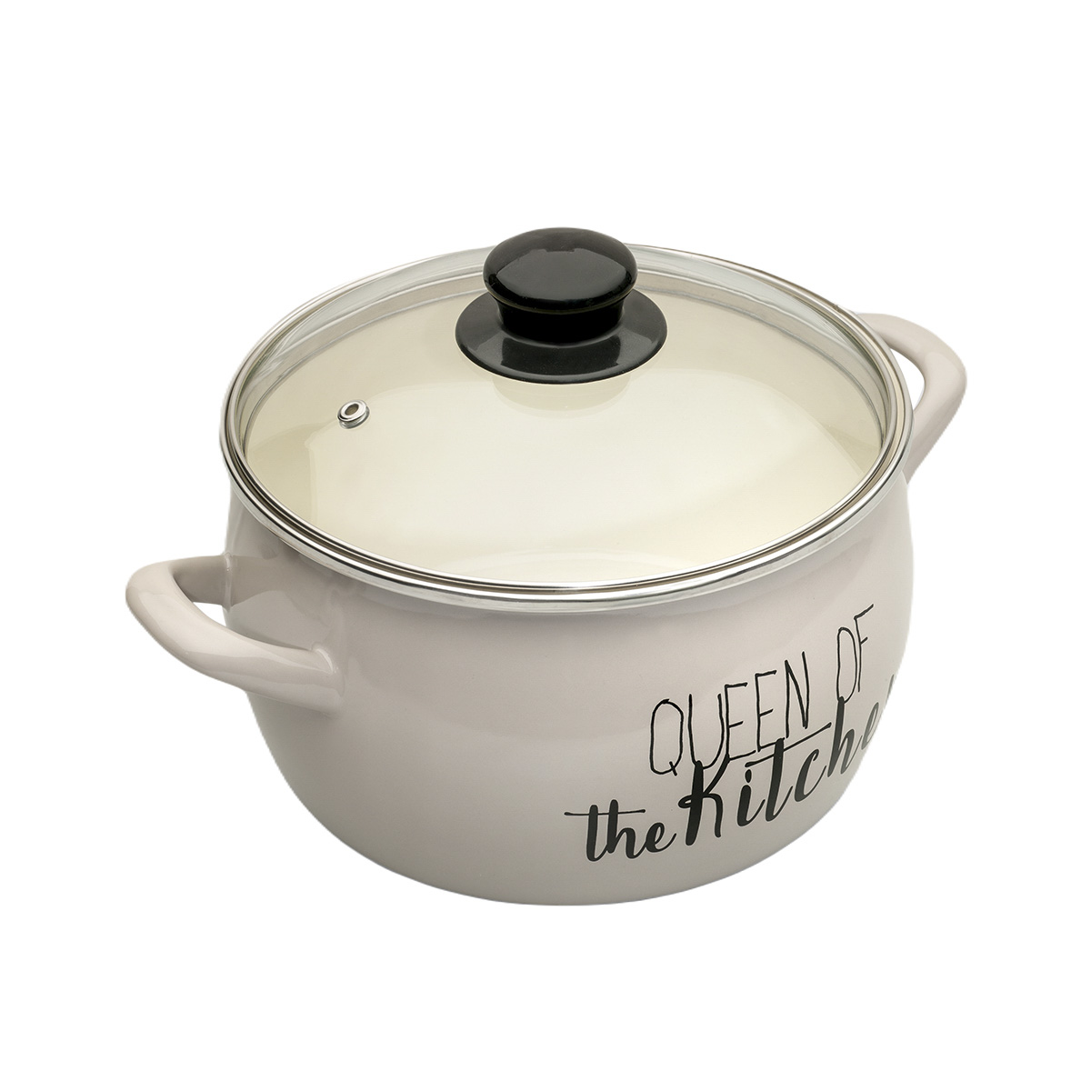 Кастрюля эмалиров. "queen of kitchen" 3,1 л, 18 см стекл. крышка (1/4) "metrot"