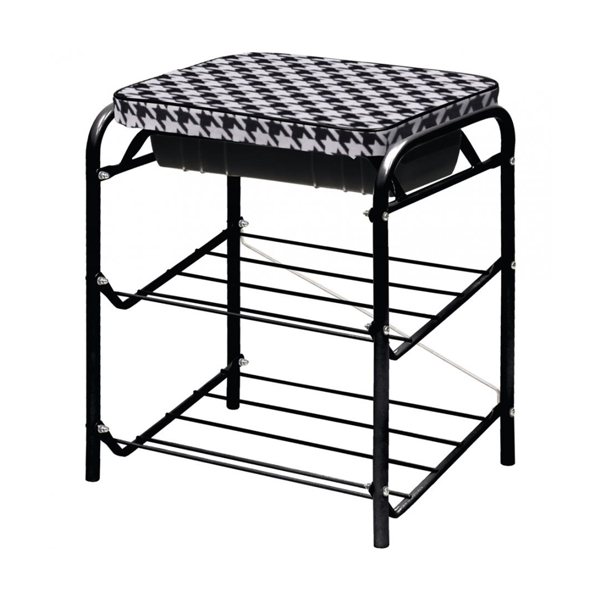 Банкетка 2 полки, мягкое сиденье с ящиком "haushalt" нб1/р (гусиная лапка) 44 х 33 х 51,6 см (1)