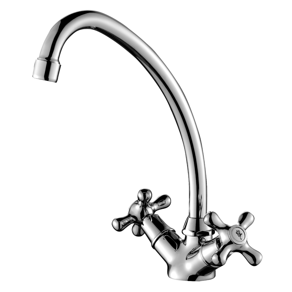 Смеситель для умывальника  h02-62  поворотн. излив, двухвентильный (1/12) "rossinka"