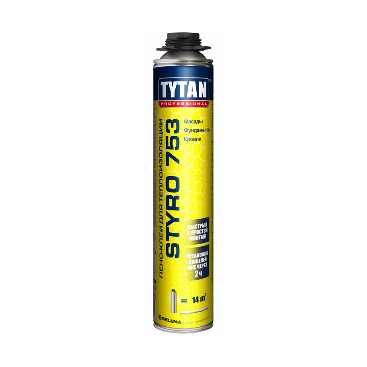 Пено-клей для теплоизоляции "styro 753" профи 750 мл (12) "tytan professional"