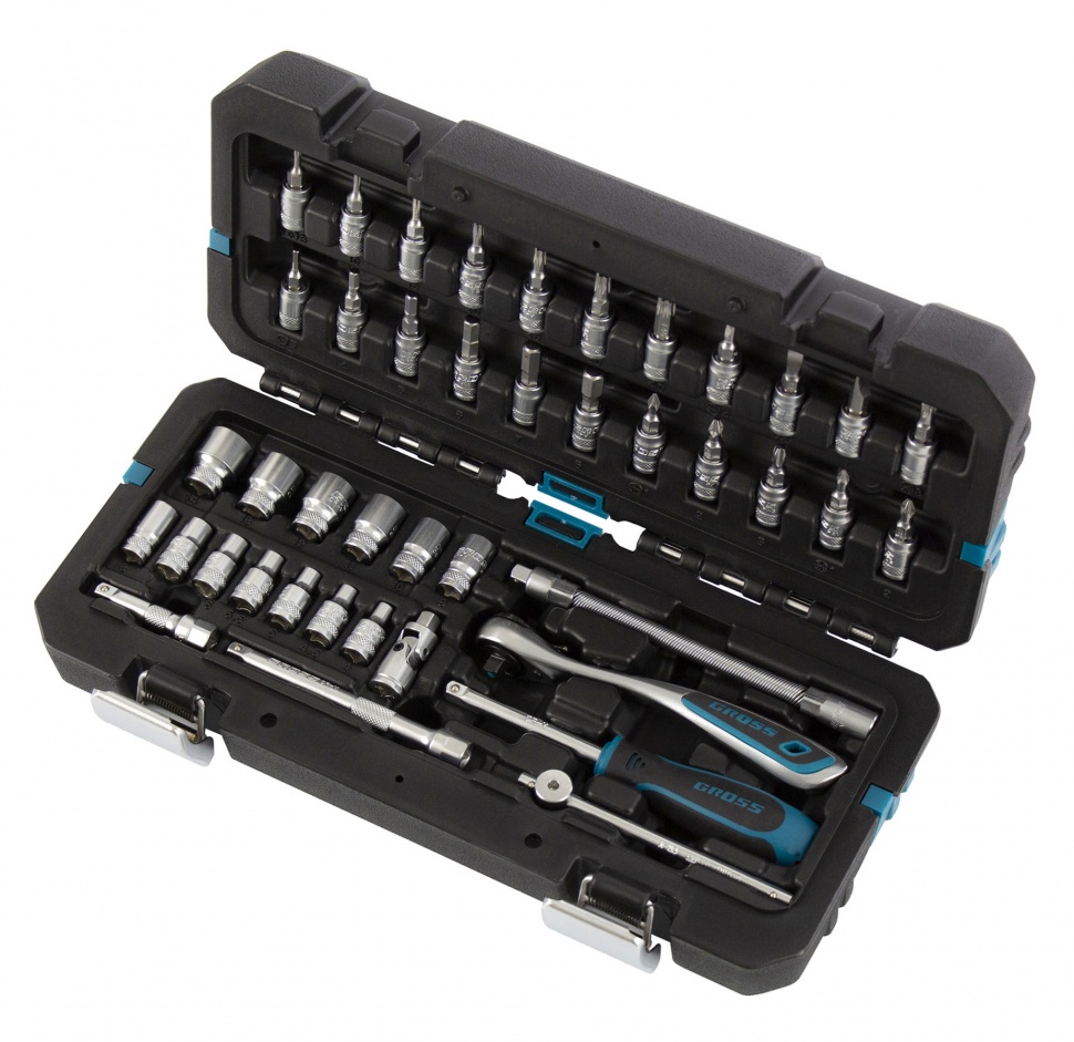 Набор инструментов 42 предмета, 120 зубьев, CrV, 1/4" Gross (14146)