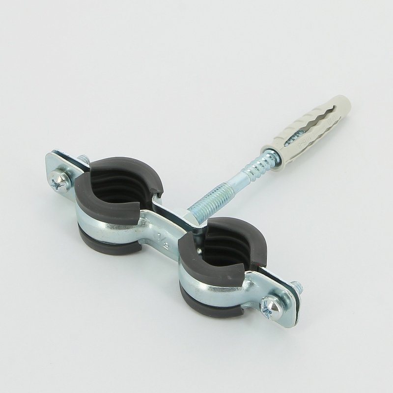 Хомут двойной для крепления труб 1/2" (⌀ 20-24) Walraven Cobra с винтом и дюбелем