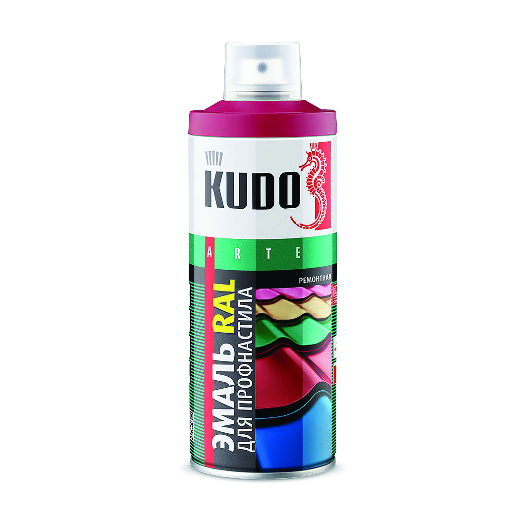 Краска аэрозоль  для металлочерепицы ral 3009 красная окись 520 мл (6) "kudo" ku-03009-r