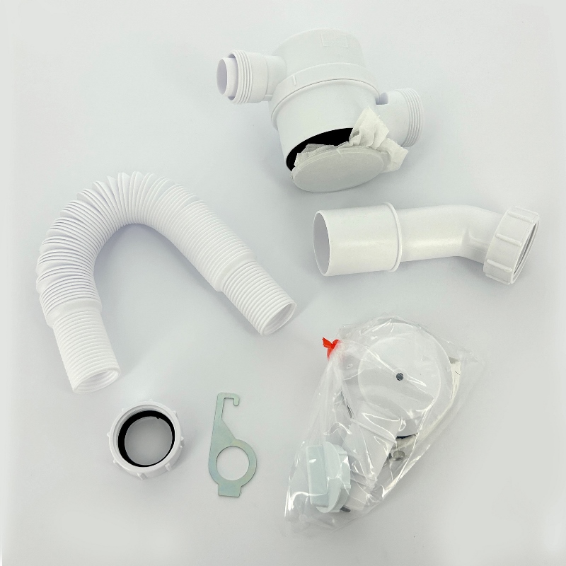 Слив-перелив McALPINE L=330-700 х 34 мм с раздв. пер., 70 мм слив., вых 40/50 мм, матовый черный