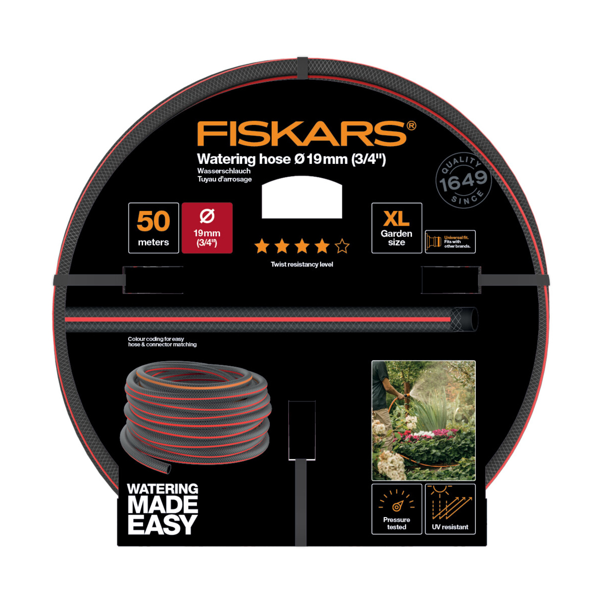 Шланг пвх 3/4" армиров. q4 50 м (1/2) "fiskars" 1027111