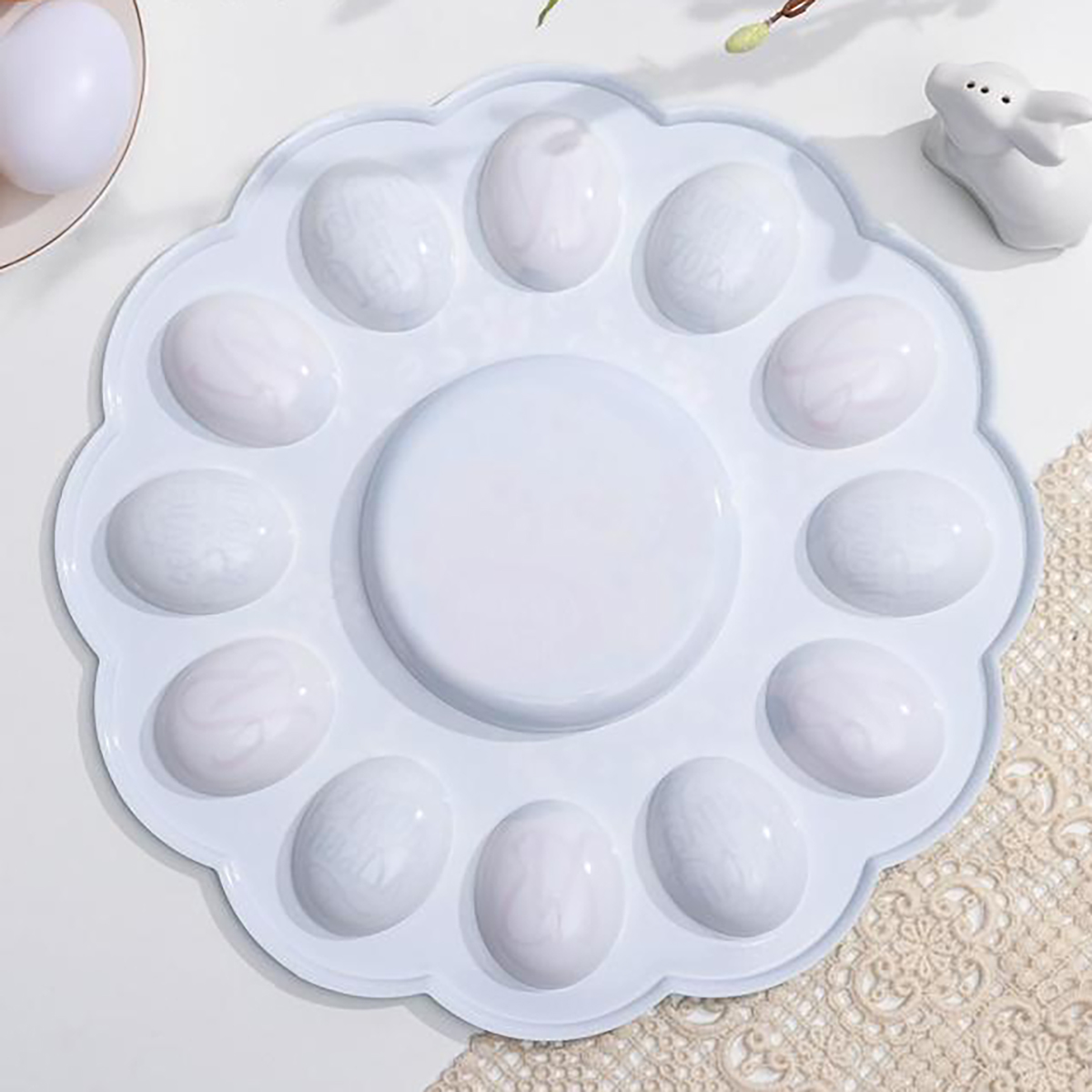 Блюдо для кулича и 12 яиц "светлой пасхи" цыплята, пласт. 30*30 см (1) 5244496