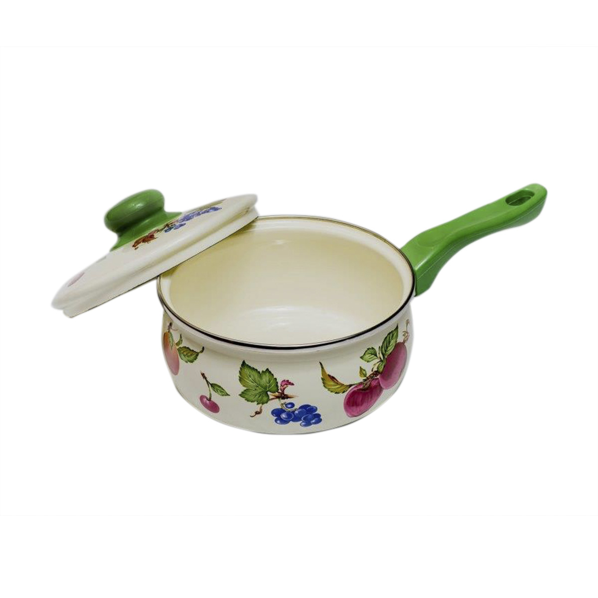 Ковш эмалиров. "фрукты" 1,85 л, 16 см металл. крышка (1/6) "metrot"