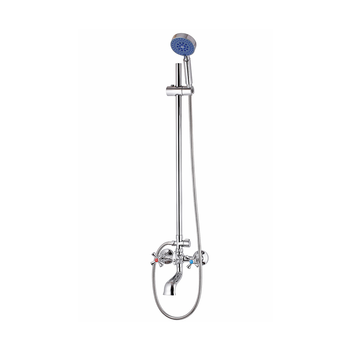 Душевая система fzs-302 двухвентильн. (смеситель, стойка, верхн. душ, лейка, шланг) (1/4) "fauzt"