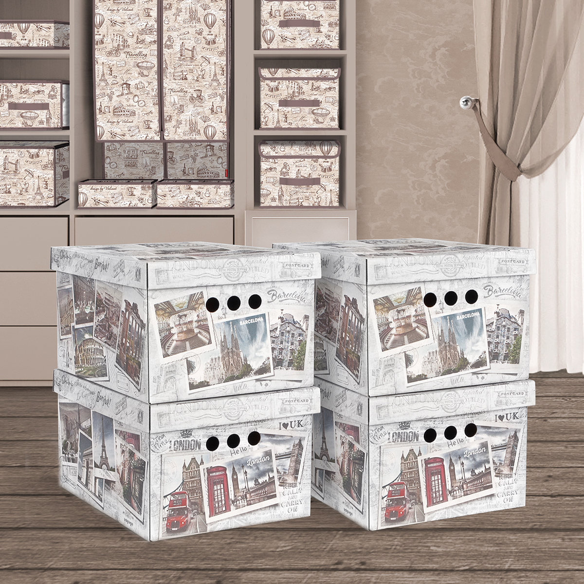 Короб для хранения "travelling photos" 25*33*18,5 см (набор 4 шт.) (1/10) "valiant" tr-bctn-ph-4s